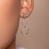 Drie hangende hartjes zilver