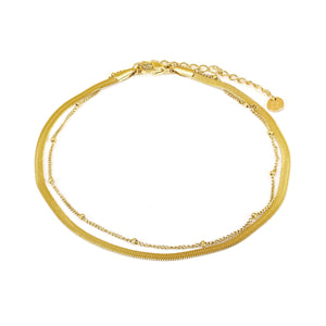 Enkelband tweelaags plat/bolletjes - Goud