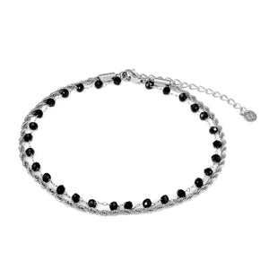 Enkelbandje tweelaags zwart/zilver