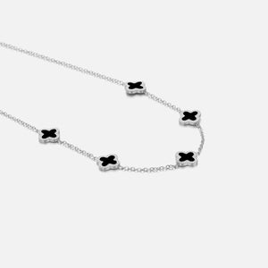 Ketting klaver silver/black