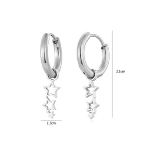 Oorbellen drie sterren zilver