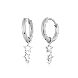 Oorbellen drie sterren zilver