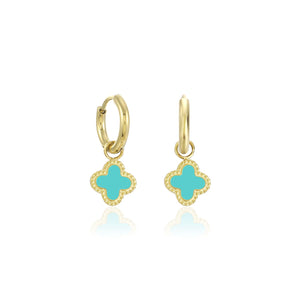 Oorbellen klaver gold/mint