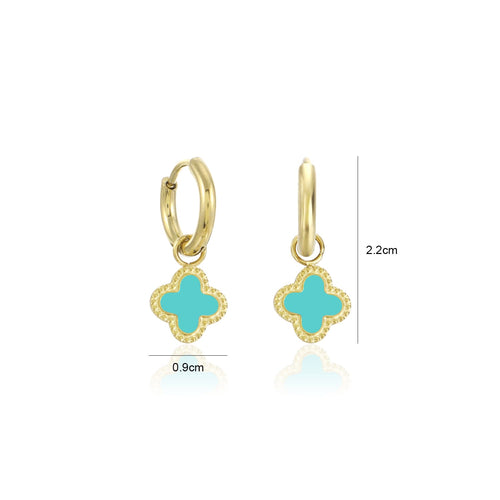 Oorbellen klaver gold/mint