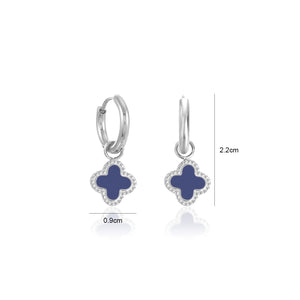 Oorbellen klaver silver/blue