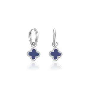 Oorbellen klaver silver/blue